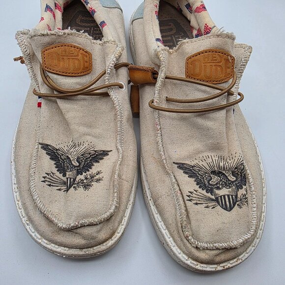 Hey Dude Wally Americana Flag Mens Size 9 Beige Casual Shoes Walking Comfort main image 13
